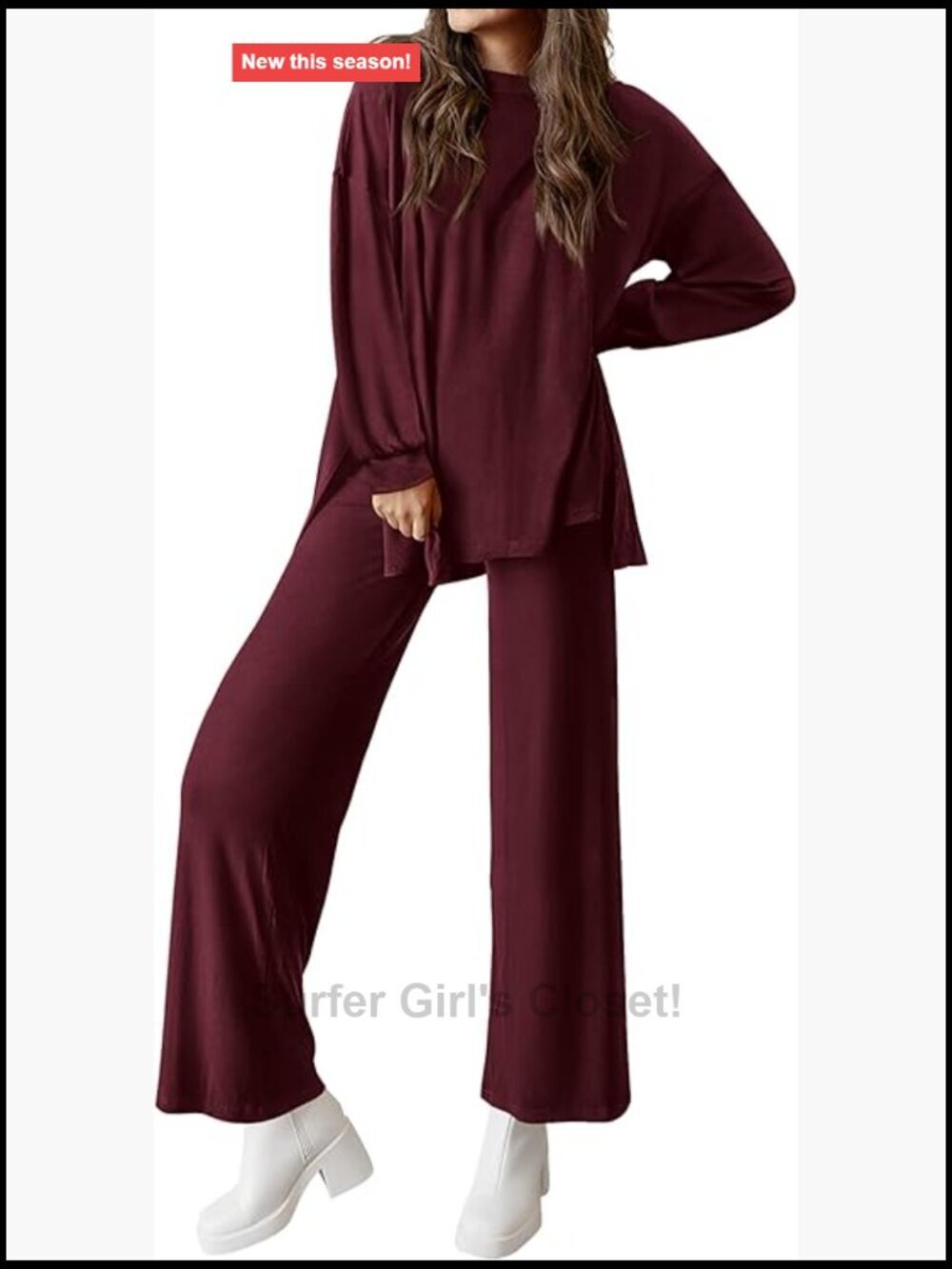 2 Piece Outfits Crewneck Long Sleeve Top Wide Leg Pants Lounge Set Tracksuit